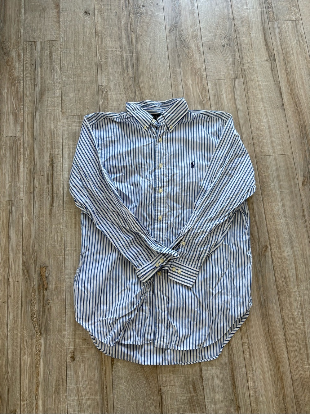 Ralph Lauren Blue & White Striped Oxford Button-Down Shirt